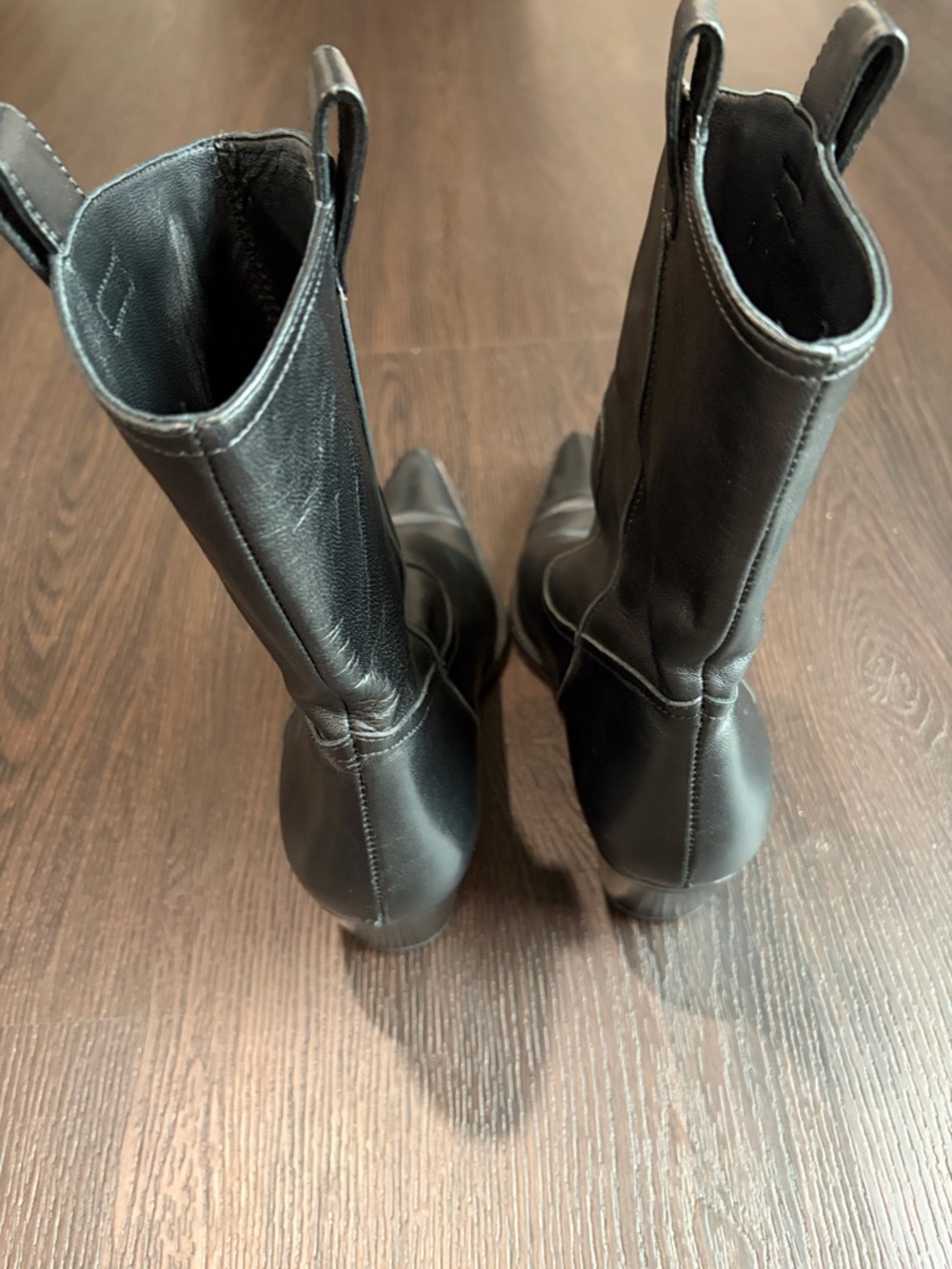 STAUD Black Leather Pointed-Toe Mid-Calf Women's Boots - Picture 3 of 6